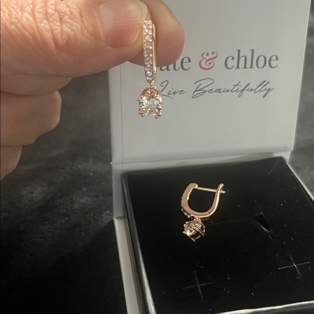 CATE & CHLOE MCKENZIE ROSE GOLD DROP EARRINGS NIB - Picture 4 of 6